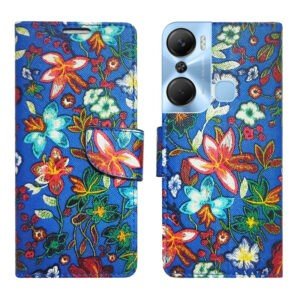 Dhar Flips Blue Pattern Flip Cover Infinix Hot 12 Pro 4G   | Leather Finish | Shock Proof | Magnetic Clouser | Light Weight | Compatible with Infinix Hot 12 Pro 4G  Cover | Best Designer Cover For Infinix Hot 12 Pro 4G