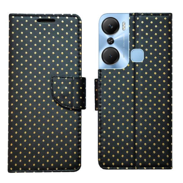 Dhar Flips Black Dot Flip Cover Infinix Hot 12 Pro 4G   | Leather Finish | Shock Proof | Magnetic Clouser | Light Weight | Compatible with Infinix Hot 12 Pro 4G  Cover | Best Designer Cover For Infinix Hot 12 Pro 4G