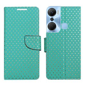 Dhar Flips Aquamarine Dot Flip Cover Infinix Hot 12 Pro 4G   | Leather Finish | Shock Proof | Magnetic Clouser | Light Weight | Compatible with Infinix Hot 12 Pro 4G  Cover | Best Designer Cover For Infinix Hot 12 Pro 4G