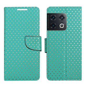 Dhar Flips Aqaumarine Dot Flip Cover OnePlus 10 Pro 5G   | Leather Finish | Shock Proof | Magnetic Clouser | Light Weight | Compatible with OnePlus 10 Pro 5G  Cover | Best Designer Cover For OnePlus 10 Pro 5G