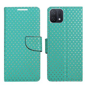 Dhar Flips Aquamarine Dot Flip Cover for Oppo A16K| Leather Finish | Shock Proof | Magnetic Clouser Compatible with Oppo A16K