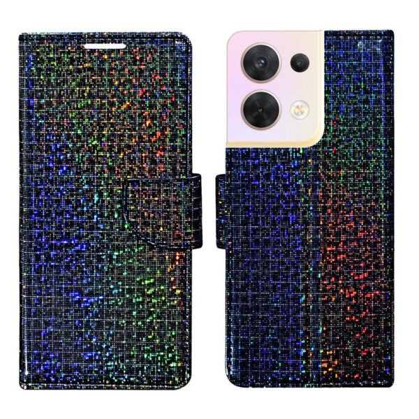 Dhar Flips Glitter Flip Cover Oppo Reno 8 5G   | Leather Finish | Shock Proof | Magnetic Clouser | Light Weight | Compatible with Oppo Reno 8 5G  Cover | Best Designer Cover For Oppo Reno 8 5G