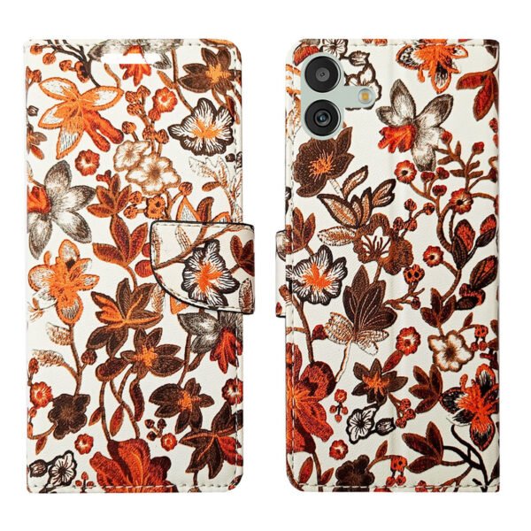 Dhar Flips Orange Pattern Flip Cover Samsung M13 5G   | Leather Finish | Shock Proof | Magnetic Clouser | Light Weight | Compatible with Samsung M13 5G  Cover | Best Designer Cover For Samsung M13 5G
