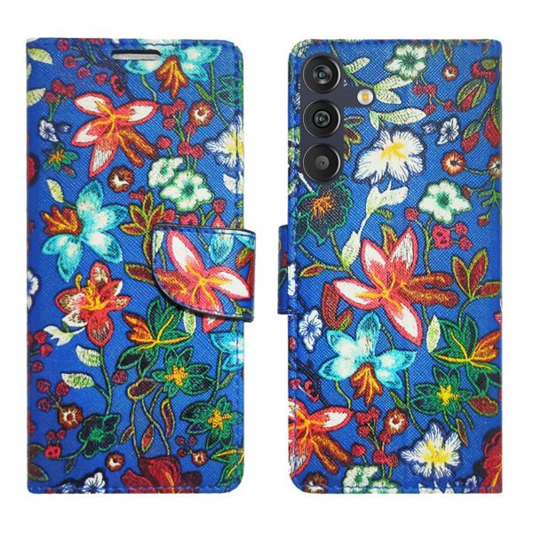 Dhar Flips Blue Pattern Flip Cover Samsung M13 4G   | Leather Finish | Shock Proof | Magnetic Clouser | Light Weight | Compatible with Samsung M13 4G  Cover | Best Designer Cover For Samsung M13 4G