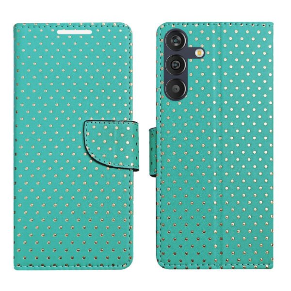 Dhar Flips Aquamarine Dot Flip Cover Samsung M13 4G   | Leather Finish | Shock Proof | Magnetic Clouser | Light Weight | Compatible with Samsung M13 4G  Cover | Best Designer Cover For Samsung M13 4G