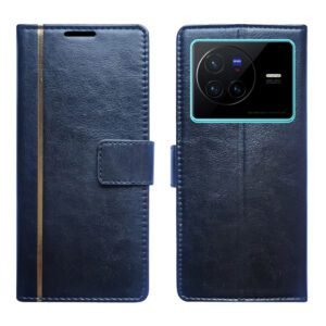 Dhar Flips Black GP Flip Cover Vivo X80   | Leather Finish | Shock Proof | Magnetic Clouser | Light Weight | Compatible with Vivo X80  Cover | Best Designer Cover For Vivo X80