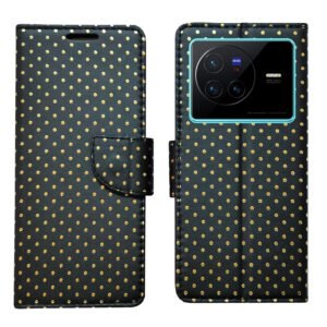 Dhar Flips Black Dot Flip Cover Vivo X80   | Leather Finish | Shock Proof | Magnetic Clouser | Light Weight | Compatible with Vivo X80  Cover | Best Designer Cover For Vivo X80