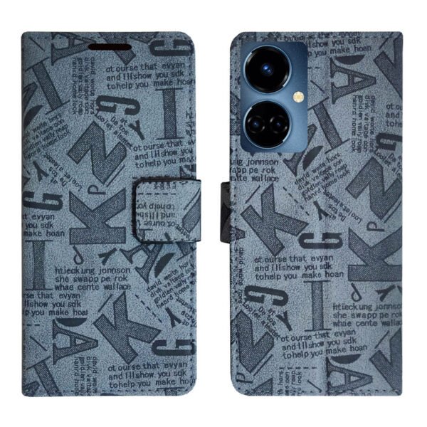 Dhar Flips Grey ATZ Flip Cover Tecno Camon 19   | Leather Finish | Shock Proof | Magnetic Clouser | Light Weight | Compatible with Tecno Camon 19  Cover | Best Designer Cover For Tecno Camon 19