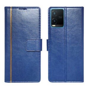 Dhar Flips Blue GP Flip Cover Vivo T1X   | Leather Finish | Shock Proof | Magnetic Clouser | Light Weight | Compatible with Vivo T1X  Cover | Best Designer Cover For Vivo T1X