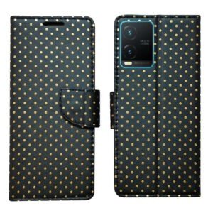 Dhar Flips Black Dot Flip Cover Vivo T1X   | Leather Finish | Shock Proof | Magnetic Clouser | Light Weight | Compatible with Vivo T1X  Cover | Best Designer Cover For Vivo T1X