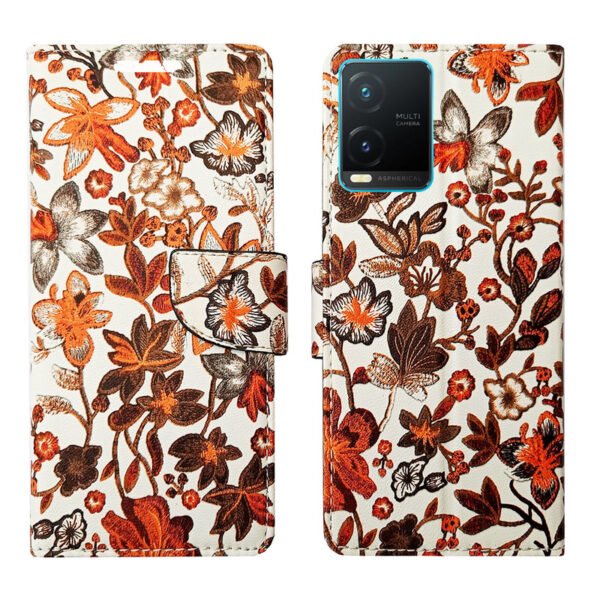 Dhar Flips Orange Pattern Flip Cover Vivo T1X   | Leather Finish | Shock Proof | Magnetic Clouser | Light Weight | Compatible with Vivo T1X  Cover | Best Designer Cover For Vivo T1X