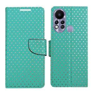 Dhar Flips Aquamarine Dot Flip Cover Infinix Hot 11s  | Leather Finish | Shock Proof | Magnetic Clouser | Light Weight | Compatible with Infinix Hot 11s  Cover | Best Designer Cover For Infinix Hot 11s