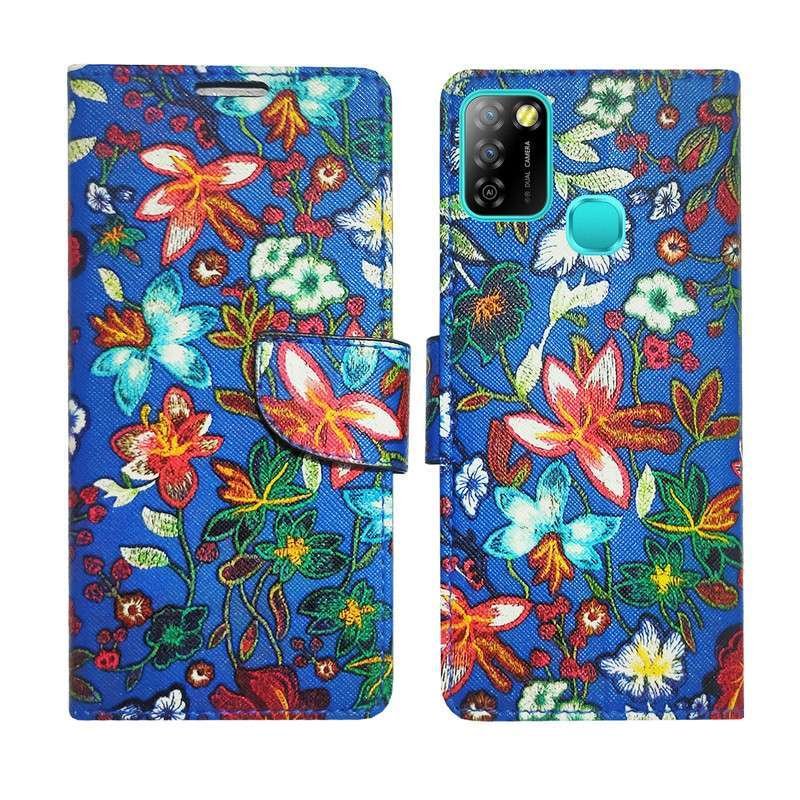 Dhar Flips Blue Pattern Flip Cover Infinix Smart 5A | Leather Finish | Shock Proof | Magnetic Clouser | Light Weight | Compatible with Infinix Smart 5A Cover | Best Designer Cover For Infinix Smart 5A