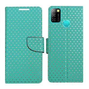 Dhar Flips Aquamarine Dot Flip Cover Infinix Smart 5A | Leather Finish | Shock Proof | Magnetic Clouser | Light Weight | Compatible with Infinix Smart 5A Cover | Best Designer Cover For Infinix Smart 5A