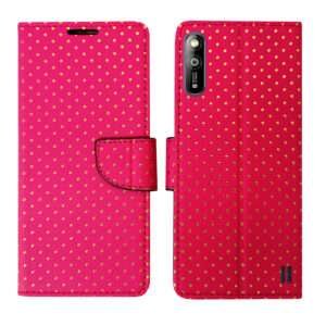 Dhar Flips Pink Dot Flip Cover Moto Edge 20 | Leather Finish | Shock Proof | Magnetic Clouser | Light Weight | Compatible with Moto Edge 20 Cover | Best Designer Cover For Moto Edge 20