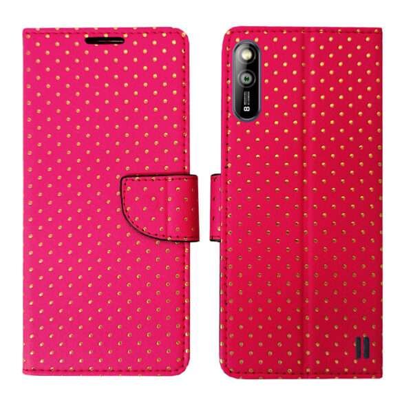 Dhar Flips Pink Dot Flip Cover Moto Edge 20 | Leather Finish | Shock Proof | Magnetic Clouser | Light Weight | Compatible with Moto Edge 20 Cover | Best Designer Cover For Moto Edge 20