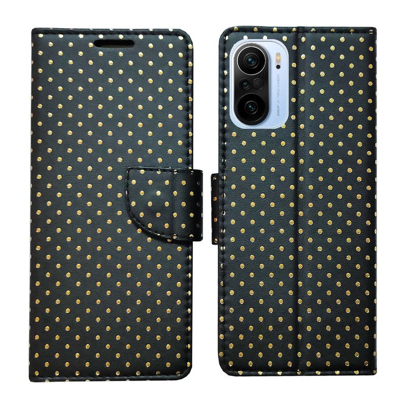 Dhar Flips Black Dot Flip Cover Mi 11X | Leather Finish | Shock Proof | Magnetic Clouser | Light Weight | Compatible with Mi 11X Cover | Best Designer Cover For Mi 11X