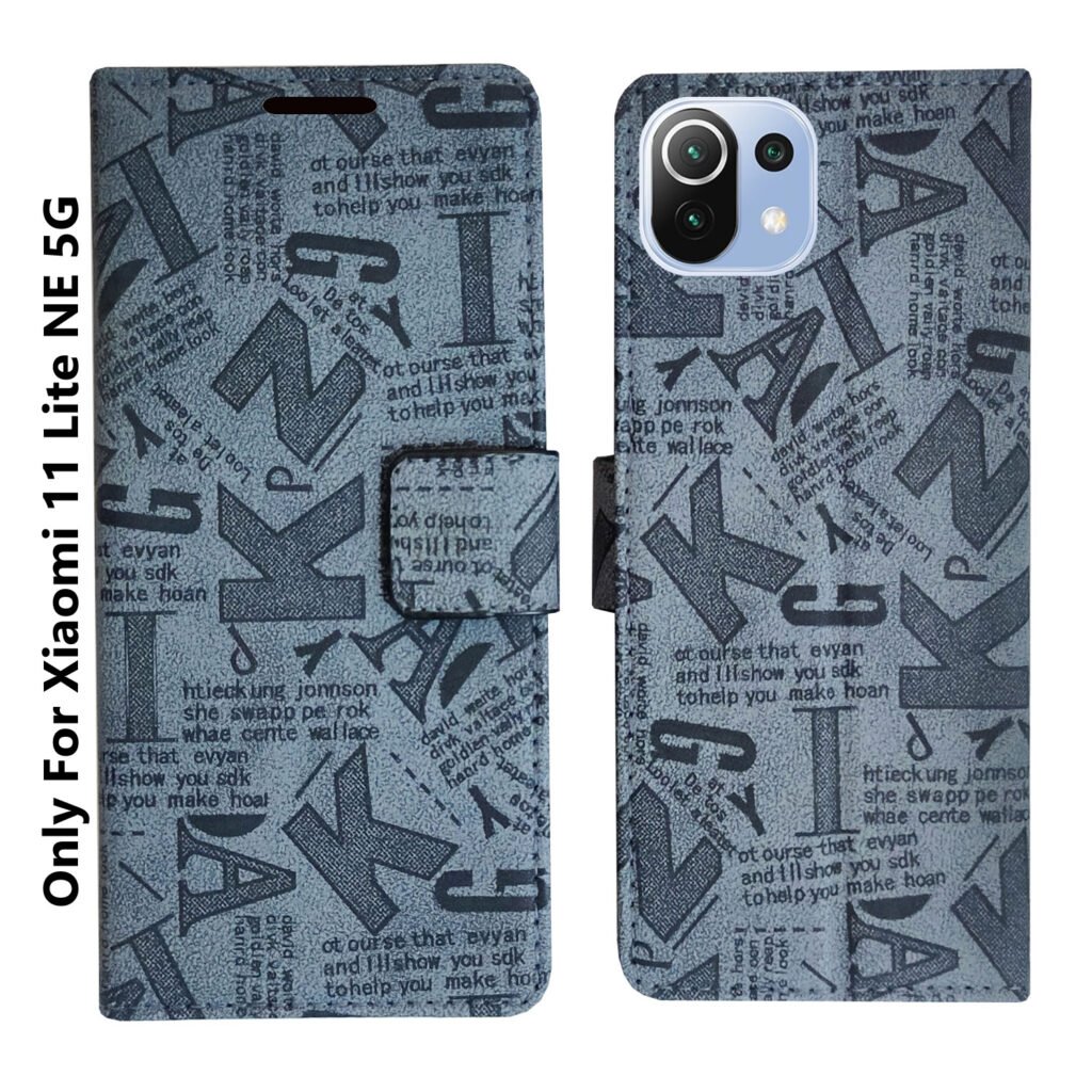 Dhar Flips Grey ATZ Flip Cover Mi 11 Lite | Leather Finish | Shock Proof | Magnetic Clouser | Light Weight | Compatible with Mi 11 Lite Cover | Best Designer Cover For Mi 11 Lite