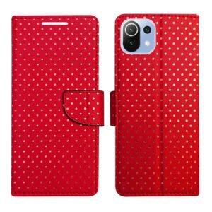 Dhar Flips Red Dot Flip Cover Mi 11 Lite | Leather Finish | Shock Proof | Magnetic Clouser | Light Weight | Compatible with Mi 11 Lite Cover | Best Designer Cover For Mi 11 Lite