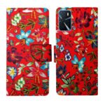 Dhar Flips Red Pattern Flip Cover Oppo A16 | Leather Finish | Shock Proof | Magnetic Clouser | Light Weight | Compatible with Oppo A16 Cover | Best Designer Cover For Oppo A16