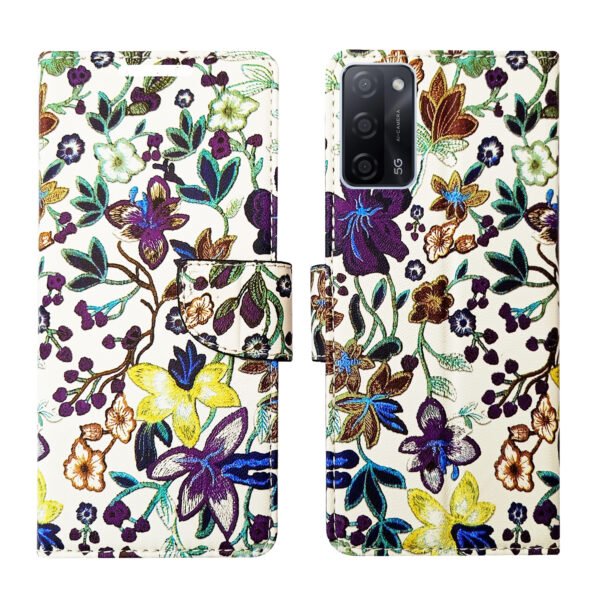 Dhar Flips Purple Pattern Flip Cover Oppo A53s | Leather Finish | Shock Proof | Magnetic Clouser | Light Weight | Compatible with Oppo A53s Cover | Best Designer Cover For Oppo A53s