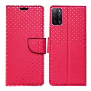 Dhar Flips Pink Dot Flip Cover Oppo A53s | Leather Finish | Shock Proof | Magnetic Clouser | Light Weight | Compatible with Oppo A53s Cover | Best Designer Cover For Oppo A53s