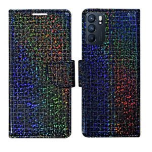 Dhar Flips Glitter Flip Cover Oppo Reno 6 5G | Leather Finish | Shock Proof | Magnetic Clouser | Light Weight | Compatible with Oppo Reno 6 5G Cover | Best Designer Cover For Oppo Reno 6 5G