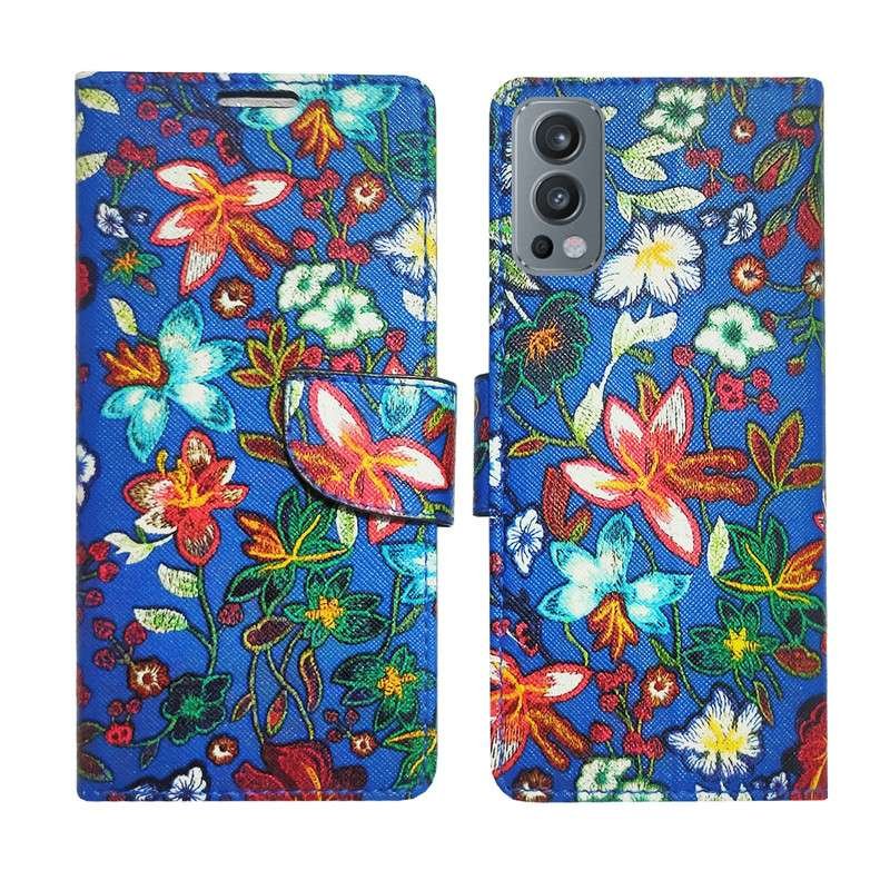 Dhar Flips Blue Pattern Flip Cover One Plus Nord 2 | Leather Finish | Shock Proof | Magnetic Clouser | Light Weight | Compatible with One Plus Nord 2 Cover | Best Designer Cover For One Plus Nord 2