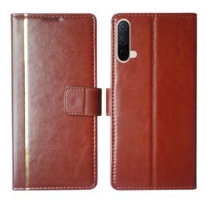 Dhar Flips Brown GP Flip Cover One Plus Nord CE | Leather Finish | Shock Proof | Magnetic Clouser | Light Weight | Compatible with One Plus Nord CE Cover | Best Designer Cover For One Plus Nord CE