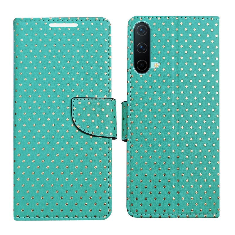 Dhar Flips Aquamarine Dot Flip Cover One Plus Nord CE | Leather Finish | Shock Proof | Magnetic Clouser | Light Weight | Compatible with One Plus Nord CE Cover | Best Designer Cover For One Plus Nord CE