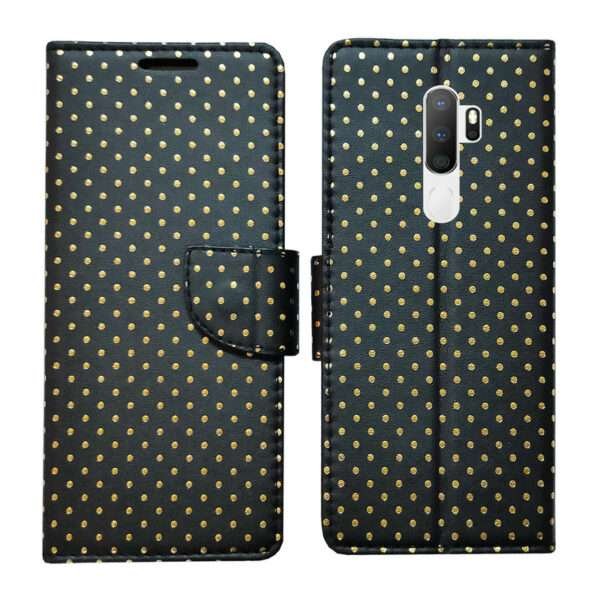 Dhar Flips Black Dot Flip Cover Oppo A9 2020 | Leather Finish | Shock Proof | Magnetic Clouser | Light Weight | Compatible with Oppo A9 2020 Cover | Best Designer Cover For Oppo A9 2020