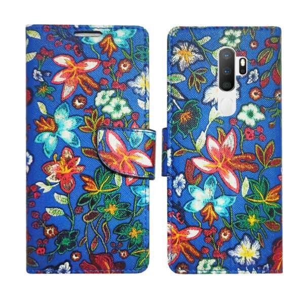 Dhar Flips Blue Pattern Flip Cover Oppo A9 2020 | Leather Finish | Shock Proof | Magnetic Clouser | Light Weight | Compatible with Oppo A9 2020 Cover | Best Designer Cover For Oppo A9 2020