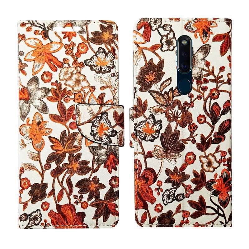 Dhar Flips Orange Pattern Flip Cover for Oppo F11 Pro| Leather Finish | Shock Proof | Magnetic Clouser Compatible with Oppo F11 Pro