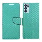 Dhar Flips Aquamarine Dot Flip Cover Oppo Reno 6 5G | Leather Finish | Shock Proof | Magnetic Clouser | Light Weight | Compatible with Oppo Reno 6 5G Cover | Best Designer Cover For Oppo Reno 6 5G