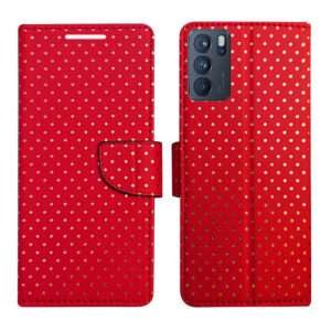 Dhar Flips Red Dot Flip Cover Oppo Reno 6 Pro 5G | Leather Finish | Shock Proof | Magnetic Clouser | Light Weight | Compatible with Oppo Reno 6 Pro 5G Cover | Best Designer Cover For Oppo Reno 6 Pro 5G