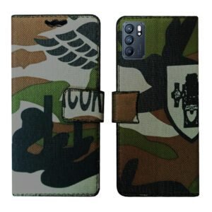 Dhar Flips Army Flip Cover Oppo Reno 6 5G | Leather Finish | Shock Proof | Magnetic Clouser | Light Weight | Compatible with Oppo Reno 6 5G Cover | Best Designer Cover For Oppo Reno 6 5G