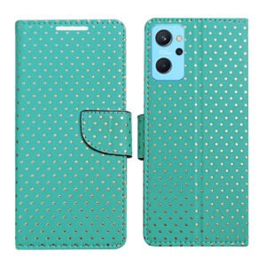 Dhar Flips Aquamarine Dot Flip Cover Realme 9i   | Leather Finish | Shock Proof | Magnetic Clouser | Light Weight | Compatible with Realme 9i  Cover | Best Designer Cover For Realme 9i