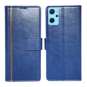 Dhar Flips Blue GP Flip Cover Realme 9i   | Leather Finish | Shock Proof | Magnetic Clouser | Light Weight | Compatible with Realme 9i  Cover | Best Designer Cover For Realme 9i
