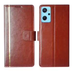 Dhar Flips Brown GP Flip Cover Realme 9i   | Leather Finish | Shock Proof | Magnetic Clouser | Light Weight | Compatible with Realme 9i  Cover | Best Designer Cover For Realme 9i