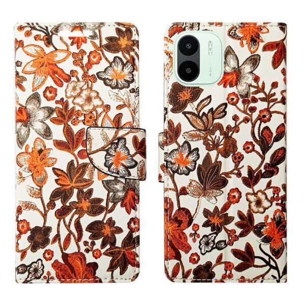 Dhar Flips Orange Pattern Flip Cover Redmi A1   | Leather Finish | Shock Proof | Magnetic Clouser | Light Weight | Compatible with Redmi A1  Cover | Best Designer Cover For Redmi A1