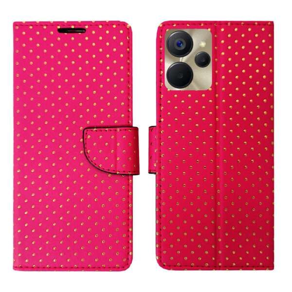 Dhar Flips Pink Dot Flip Cover Realme 9i 5G   | Leather Finish | Shock Proof | Magnetic Clouser | Light Weight | Compatible with Realme 9i 5G  Cover | Best Designer Cover For Realme 9i 5G