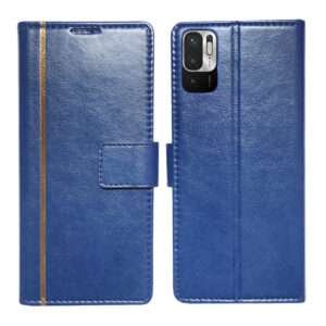 Dhar Flips Blue GP Flip Cover Redmi Note 10T | Leather Finish | Shock Proof | Magnetic Clouser | Light Weight | Compatible with Redmi Note 10T Cover | Best Designer Cover For Redmi Note 10T