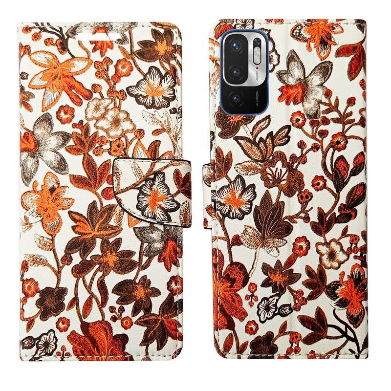 Dhar Flips Orange Pattern Flip Cover Redmi Note 10T | Leather Finish | Shock Proof | Magnetic Clouser | Light Weight | Compatible with Redmi Note 10T Cover | Best Designer Cover For Redmi Note 10T