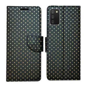 Dhar Flips Black Dot Flip Cover Samsung A03s | Leather Finish | Shock Proof | Magnetic Clouser | Light Weight | Compatible with Samsung A03s Cover | Best Designer Cover For Samsung A03s