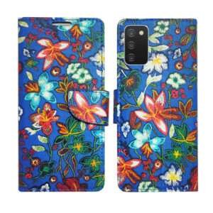 Dhar Flips Blue Pattern Flip Cover Samsung A03s | Leather Finish | Shock Proof | Magnetic Clouser | Light Weight | Compatible with Samsung A03s Cover | Best Designer Cover For Samsung A03s