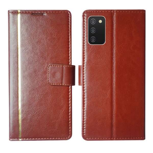 Dhar Flips Brown GP Flip Cover Samsung A03s | Leather Finish | Shock Proof | Magnetic Clouser | Light Weight | Compatible with Samsung A03s Cover | Best Designer Cover For Samsung A03s