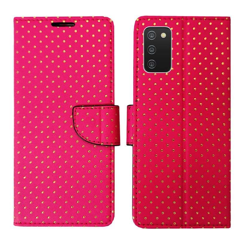 Dhar Flips Pink Dot Flip Cover Samsung A03s | Leather Finish | Shock Proof | Magnetic Clouser | Light Weight | Compatible with Samsung A03s Cover | Best Designer Cover For Samsung A03s