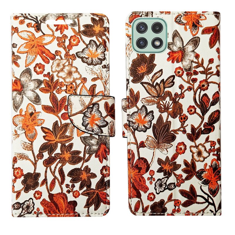 Dhar Flips Orange Pattern Flip Cover Samsung A22 5G | Leather Finish | Shock Proof | Magnetic Clouser | Light Weight | Compatible with Samsung A22 5G Cover | Best Designer Cover For Samsung A22 5G