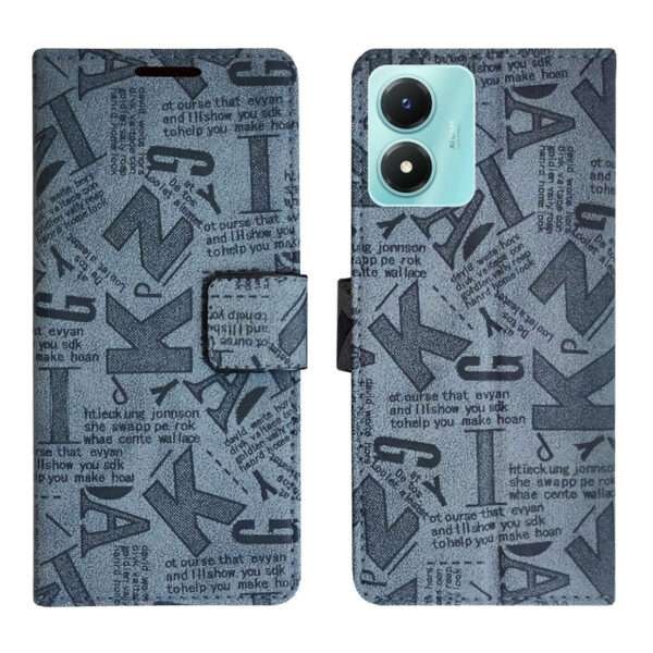 Dhar Flips Grey ATZ Flip Cover Vivo Y02s   | Leather Finish | Shock Proof | Magnetic Clouser | Light Weight | Compatible with Vivo Y02s  Cover | Best Designer Cover For Vivo Y02s