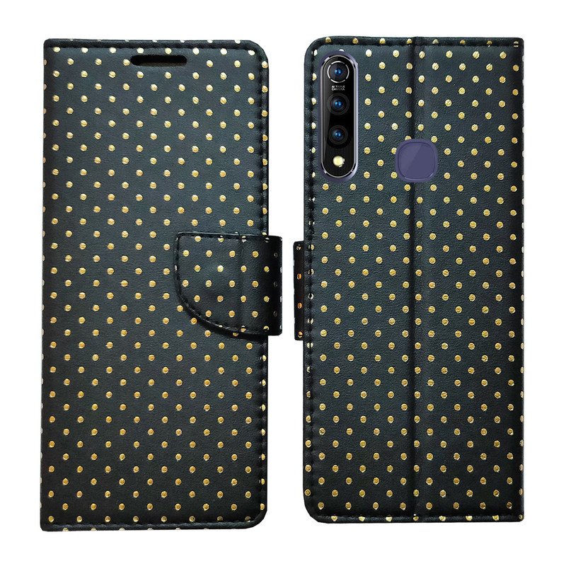 Dhar Flips Black Dot Flip Cover Vivo Z1 Pro | Leather Finish | Shock Proof | Magnetic Clouser | Light Weight | Compatible with Vivo Z1 Pro Cover | Best Designer Cover For Vivo Z1 Pro